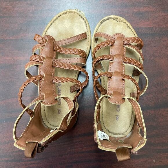 Carters Girls Brown Zip Up Sandals - Picture 1 of 5
